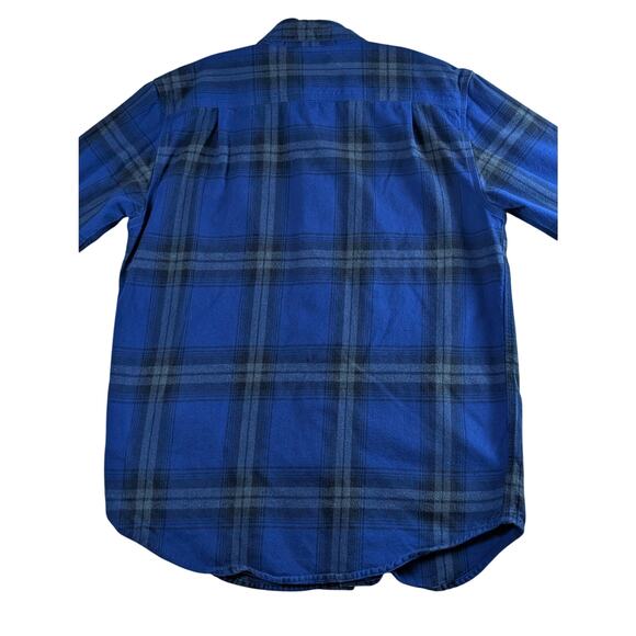 Carhartt Blue Plaid Flannel Mens Medium Regular Long Sleeve Button Up Shirt - Picture 2 of 9